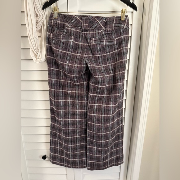 Free People Women’s Mauve Wool Blend Plaid Trousers Size 0 - Picture 6 of 13